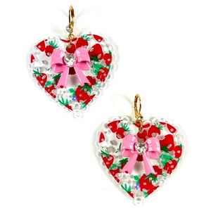 New Betsey Johnson strawberry heart bow earrings